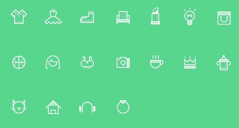 Set Of Vector White Category Icons