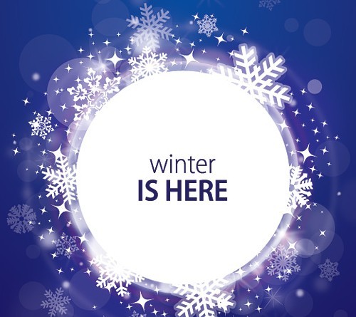 Winter Is Here Snow Flakes Background Vector