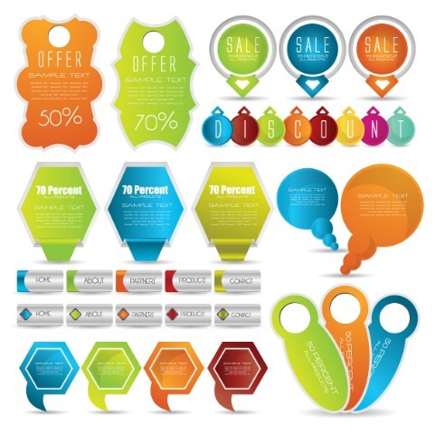 Set Of Vector Colored Sale Labels and Price Tags