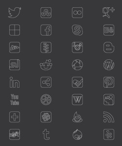 Thin Line Social Media Icons Set Vector