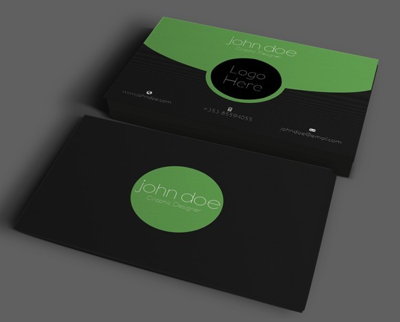 Dark and Green Carbon Fiber Business Card Template PSD