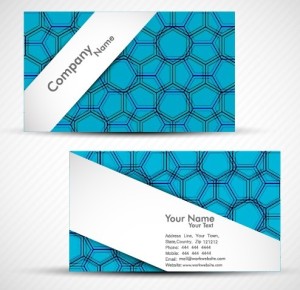 Fashion Business Cards with Blue Abstract Hexagon Backgrounds Vector