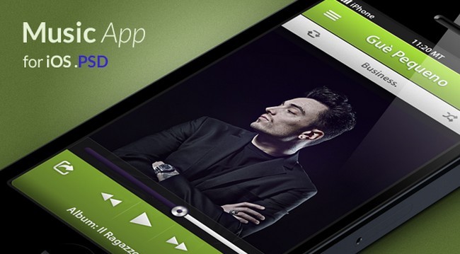 Modern Music App For iPhone PSD