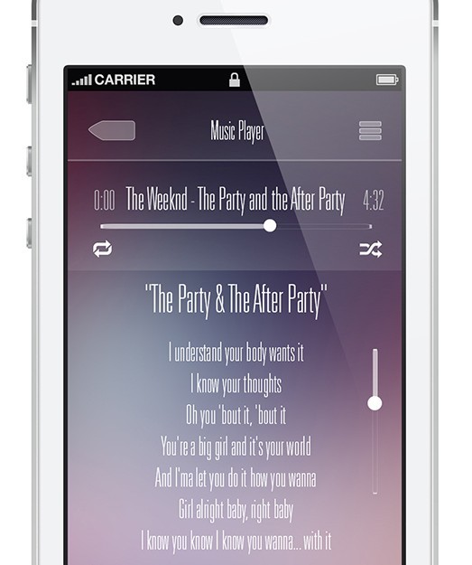 Music Player App For iOS PSD