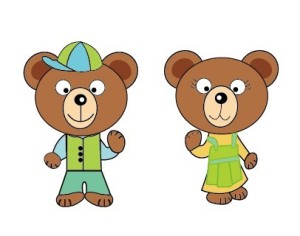 2 Cute Cartoon Bears Vector