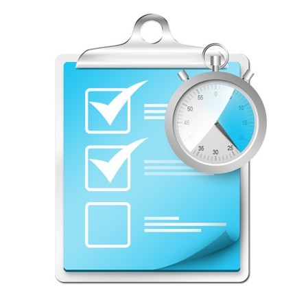 Blue Paper Checklist with Sliver Stopwatch PSD