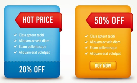 Clean Price and Discount Tables Vector