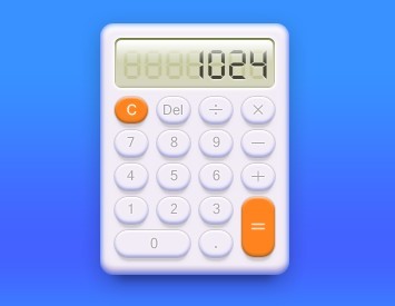 Realistic White Calculator with LED Display PSD