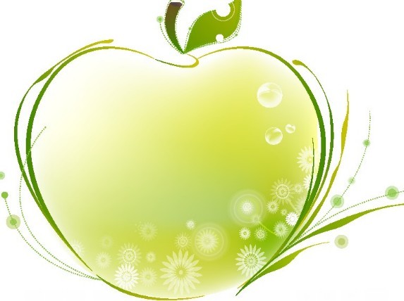 Green Apple Of Flowers Vector