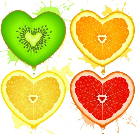 4 Vector Fruit Love Heart