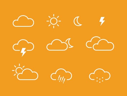 Simple Line Weather Icons PSD