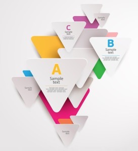 Colored 3D Triangle Lables For Infographic Vector