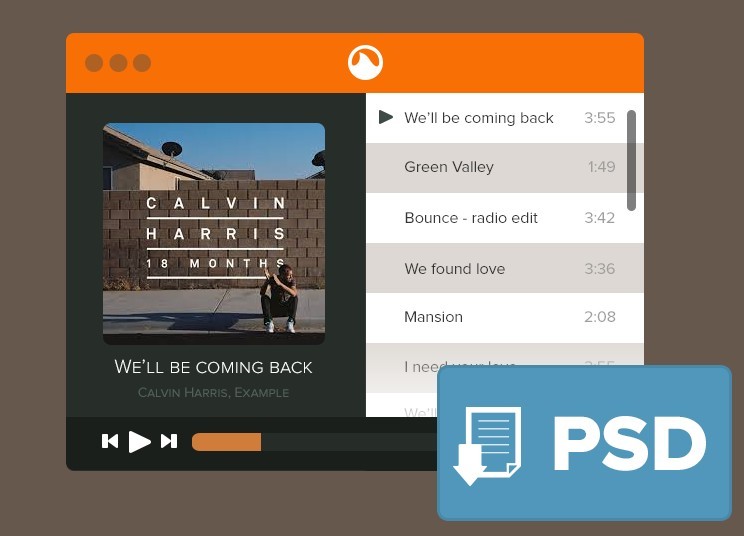 Flat Grooveshark Mini Player PSD