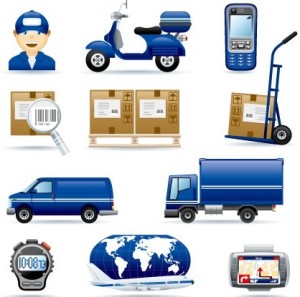 Set Of Blue Express Delivery Icons