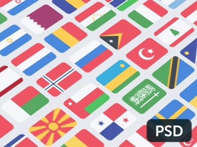 100+ Flat National Flag Icons PSD