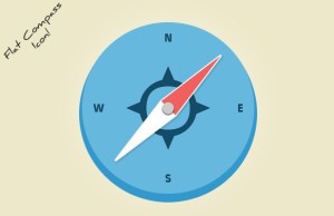 Flat Styled Compass Icon PSD