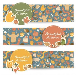 Set Of Vector Beautiful Autumn Banners 01