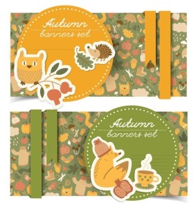 Set Of Vector Beautiful Autumn Banners 02