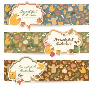 Set Of Vector Beautiful Autumn Banners 03