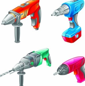 Set Of Vector Electric Power Tools