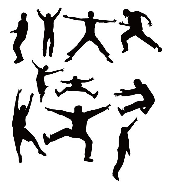 Dancing People Silhouettes Vector