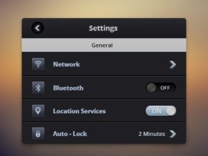 Dark iOS 7 Setting Panel PSD