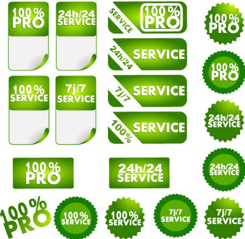 Set Of Vector Green 100 Pro & 24h Search Labels