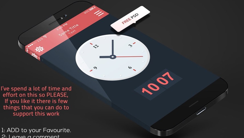 iPhone 6 Concept Clock Widget PSD (Retina Ready)