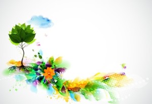 Bright & Colorful Grunge Splash Flower Background Vector 02