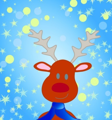 Cartoon Christmas Elk and Snowflakes Background Vector 03