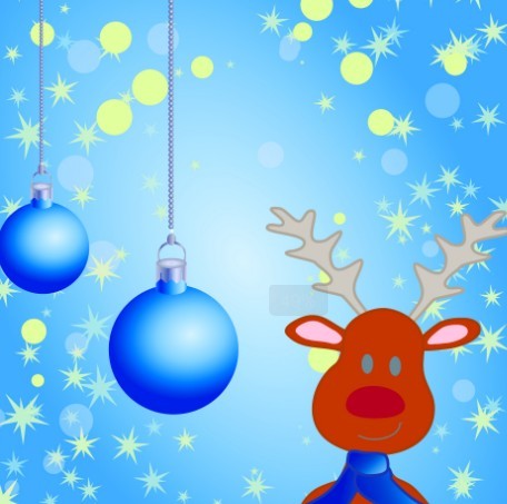 Cartoon Christmas Elk and Snowflakes Background Vector 04