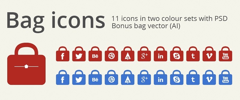 11+ Bag Social Media Icons PSD