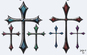 4 Gothic Cross Styles PSD