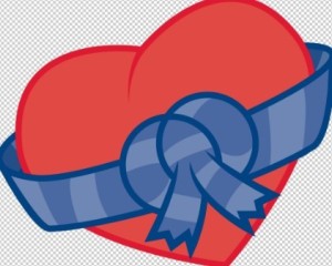 Red Heart with Blue Ribbons Vector