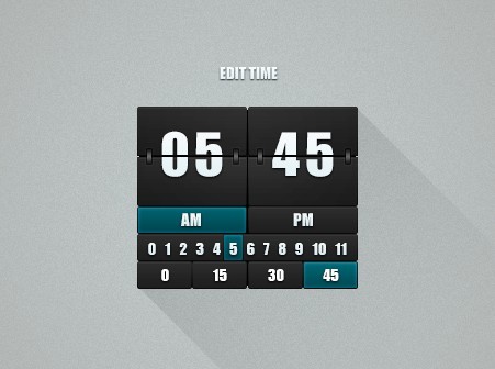 Flat Time Picker With Long Shadow PSD