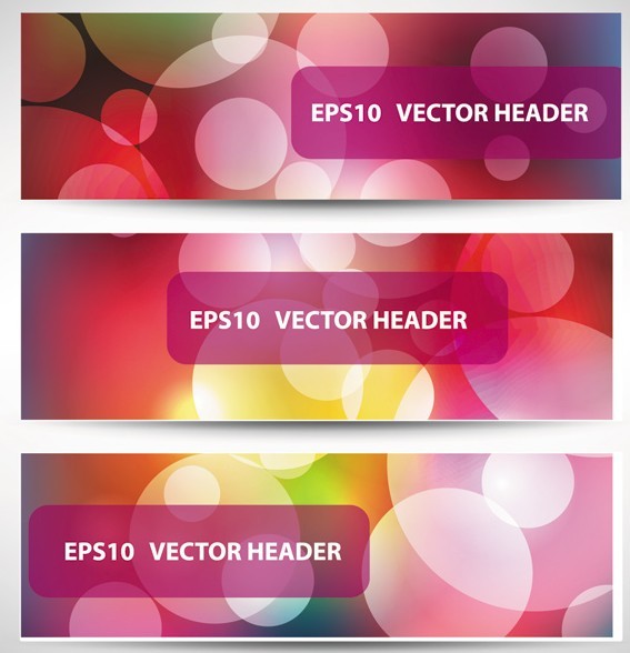 Set Of Vector Stylish Banners with Fantastic Bubbles Background