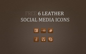 6 Brown Leather Social Media Icons PSD