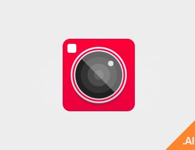 Flat Red Camera Icon Vector