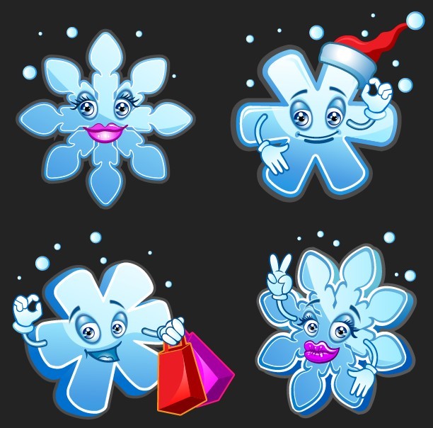 Cute Cartoon Snowflakes Vector