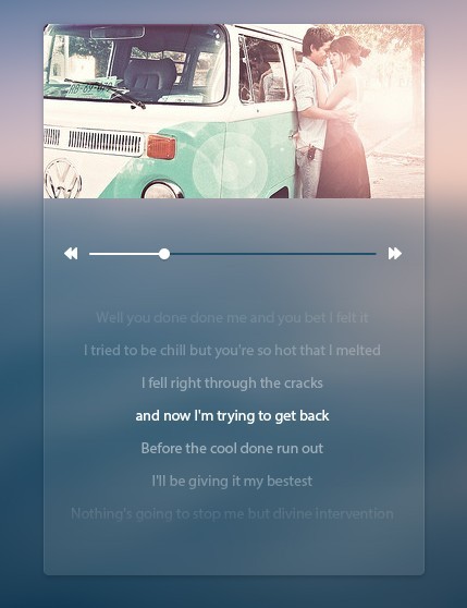 Dark Music Player with Lyrics Display PSD