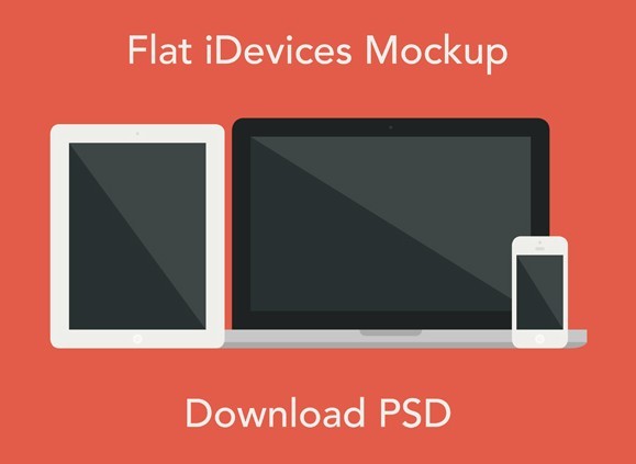 Flat Apple Devices Mockup PSD