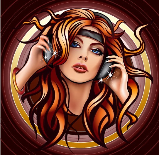 Illustration Of Music Girl Vector