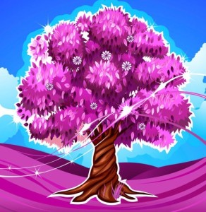 Bright Rose Red Tree Vector Illustration