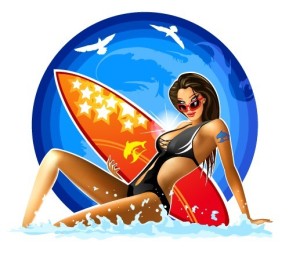 Vector Sexy Surfer Girl Illustration