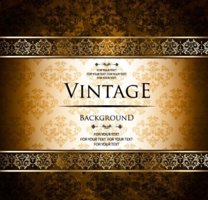 Vintage Golden Pattern with Brown Floral Background Vector 04