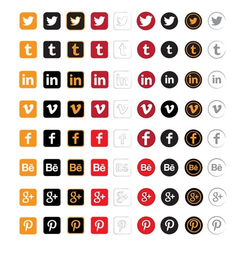 8 Social Icons Vector