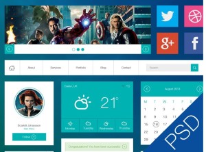 Flat Avengers Web UI Kit PSD