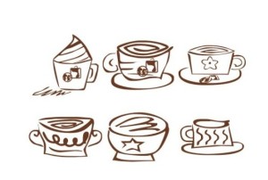 Brown Hand Drawn Coffee Icons Vector