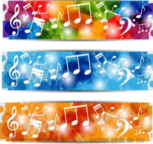 Bright Music Banners with Musical Notes Backgrounds Vector 01