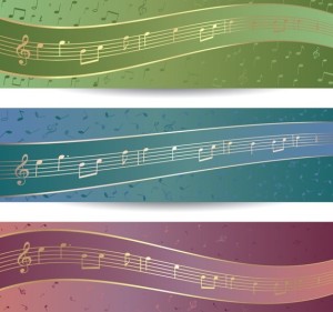 Bright Music Banners with Musical Notes Backgrounds Vector 02